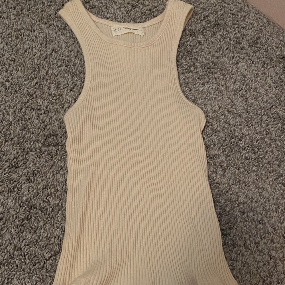 By Together Ribbed Beige Tank Top